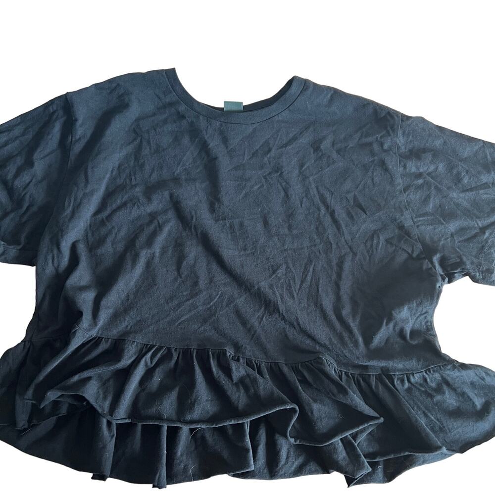 Wild Fable Women's Black Short Sleeve Cropped Peplum T-Shirt - Size Small - NWT